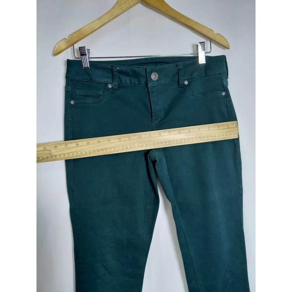 Maurices Embroidery Dark Green Stretch Skinny Jeans Denim Women Size M